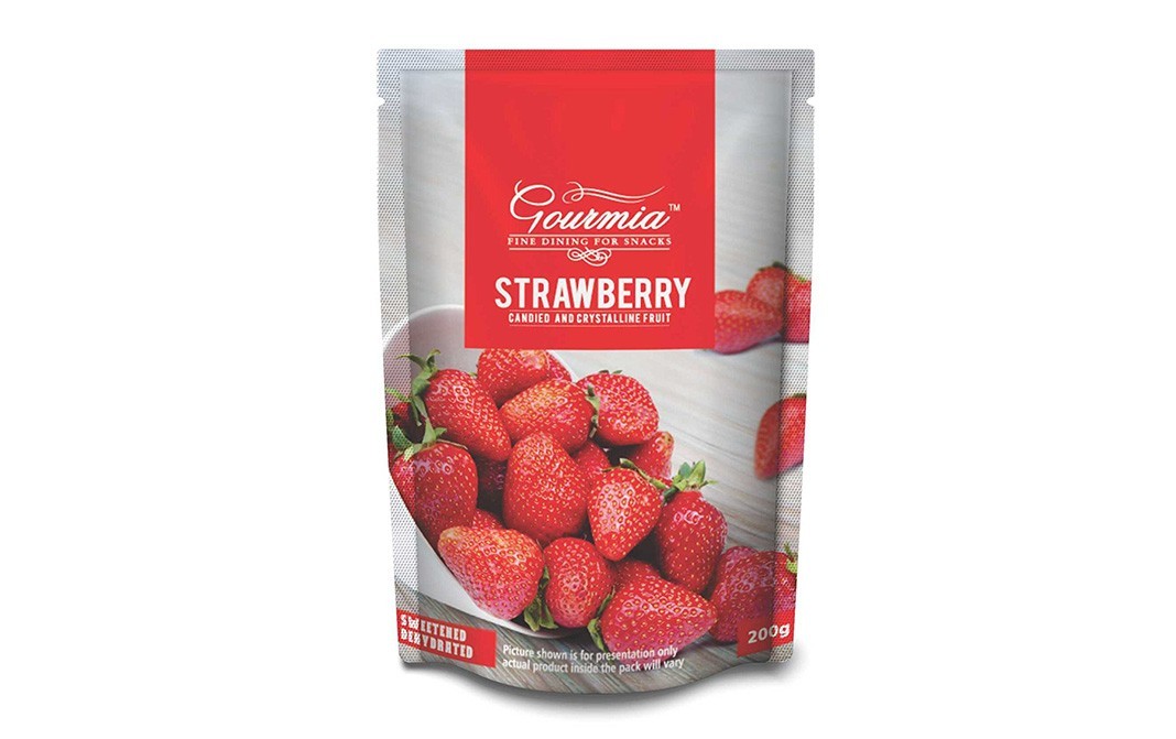 Gourmia Strawberry Dehydrated Candied and Crystalline Fruit   Pack  200 grams